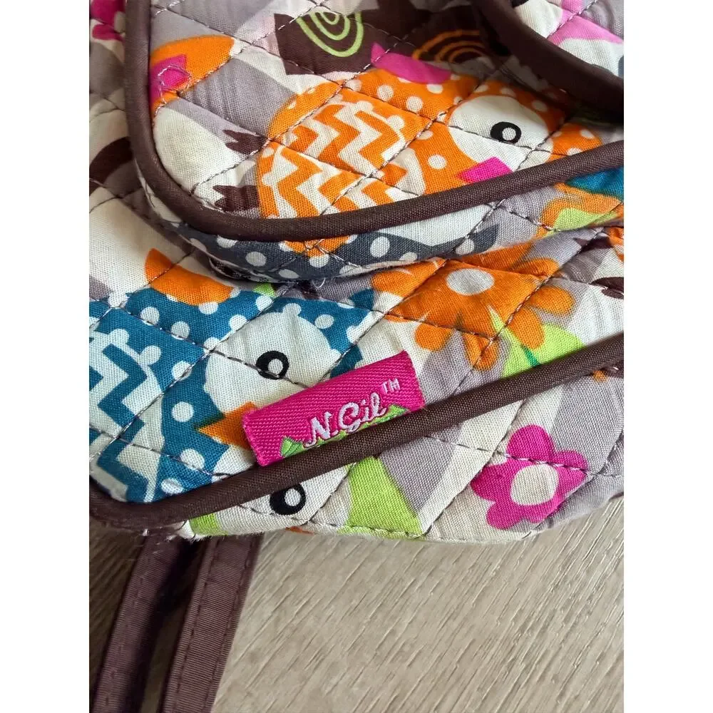 N. girl Mini Quilted Owl Print Backpack - Monogram M